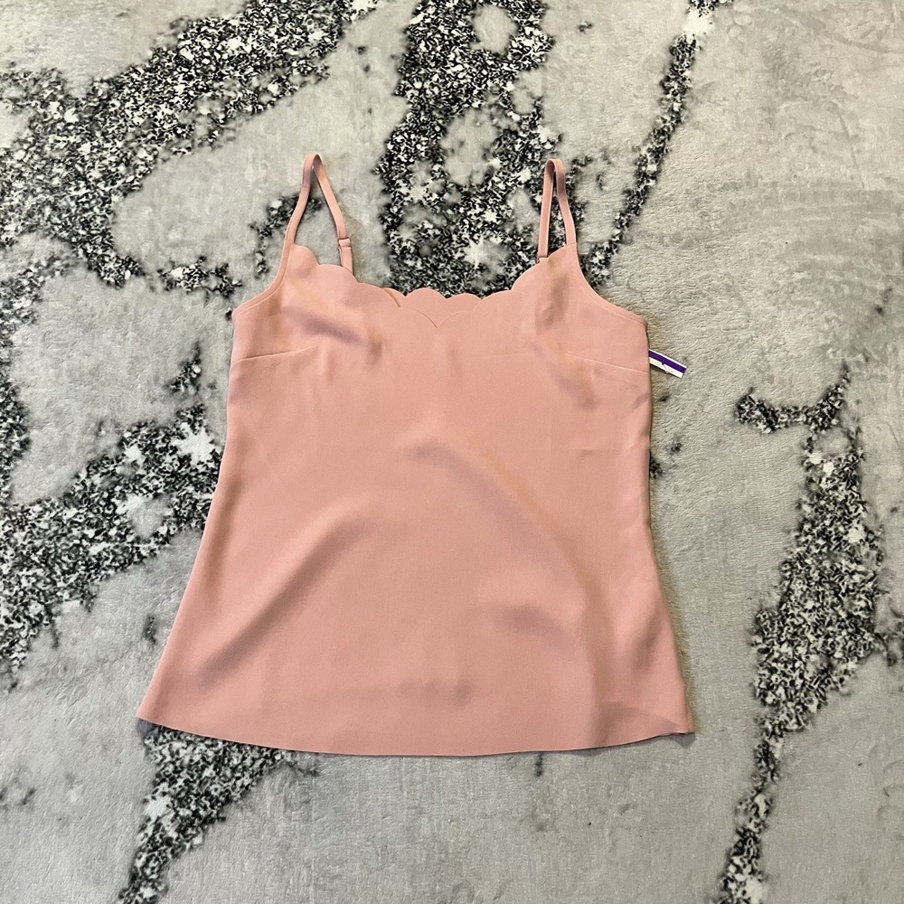 Ted Baker Shirt Tank Top Womens Size 4 Small Pink Scalloped Crepe Cami